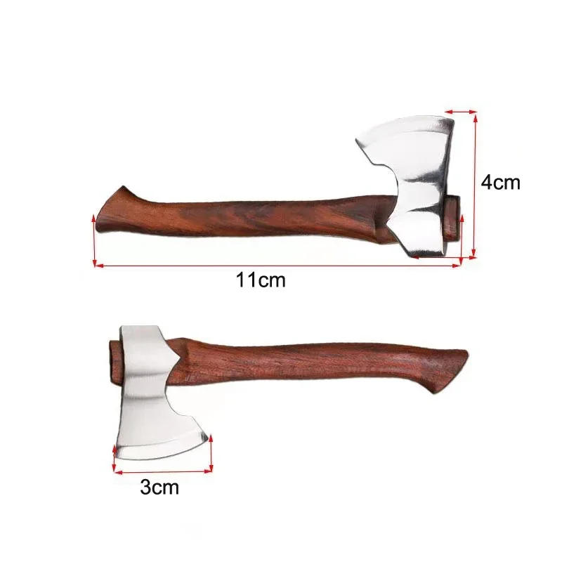 Description Picture 2 of itemStainless Steel Mini Sharp Axe Wood Handle  Fixed Blade EDC Knife Outdoor Camping Utility Pocket Knife Hand Tools for Survival