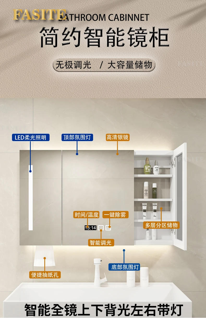 Description Picture 2 of itemMetal Washbasin Bath Mirrors Bathroom Cabinet Storage Drawer Display Bath Mirrors Wall Shelf Casa Arredo Room Furniture