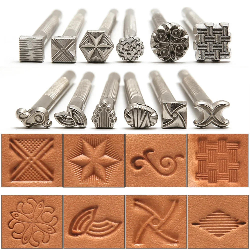 Description Picture 4 of itemLeather Staming Kit Metal Punch Tool DIY Pottery Clay Ceramic Embossing Mold Leathercraft Carving Printing Punch Stamp Head