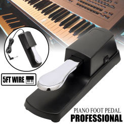Sustain Pedal for Keyboard, Universal Piano Pedal with Polarity Switch for Digital Piano 1/4'' (6.35mm) Input Plug, 63'' (1.6m)