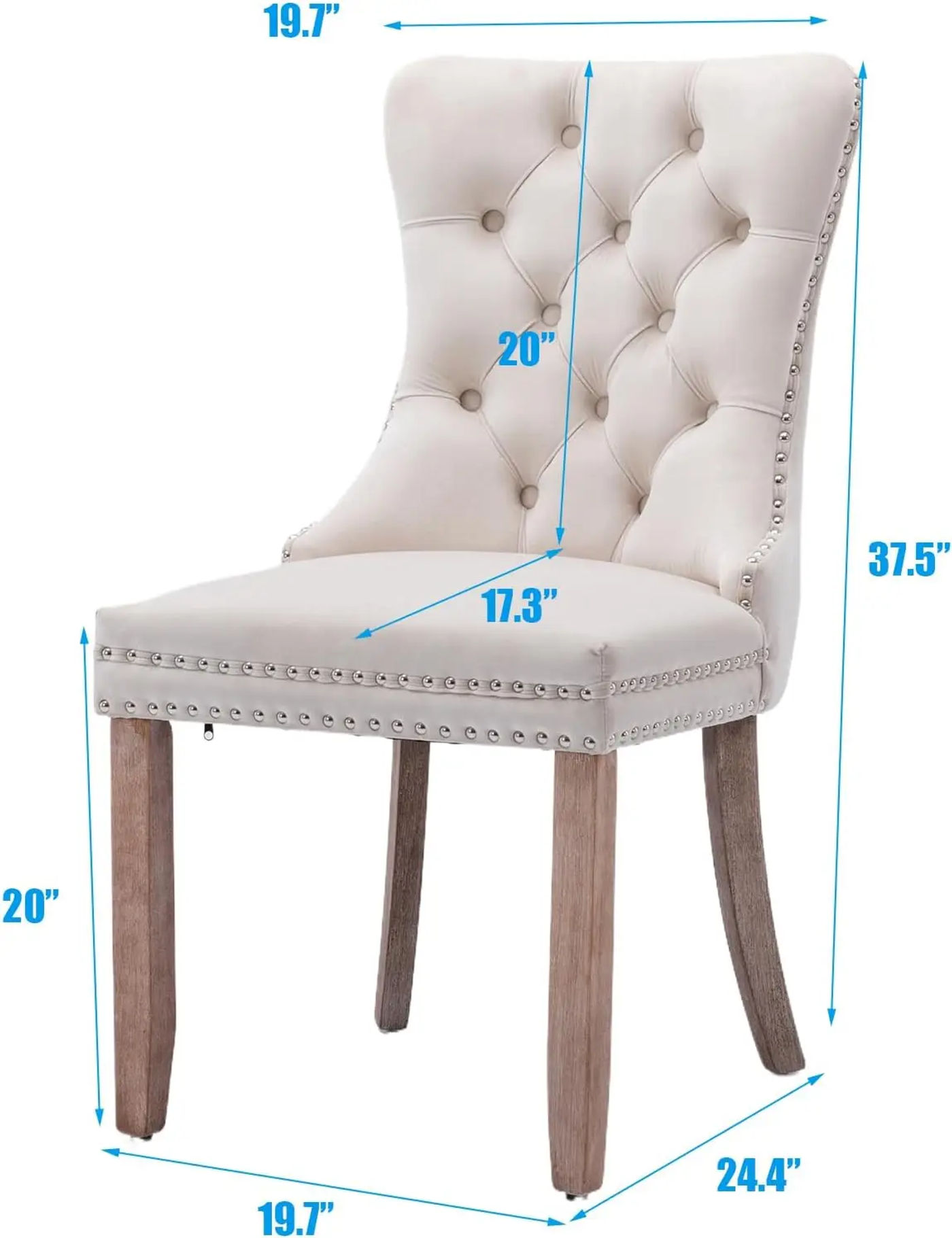 Description Picture 3 of itemVelvet Dining Chairs Set of 6, Tall Back Side Chair, Modern Upholstered High-end Tufted Side Chair with Button Back Ring