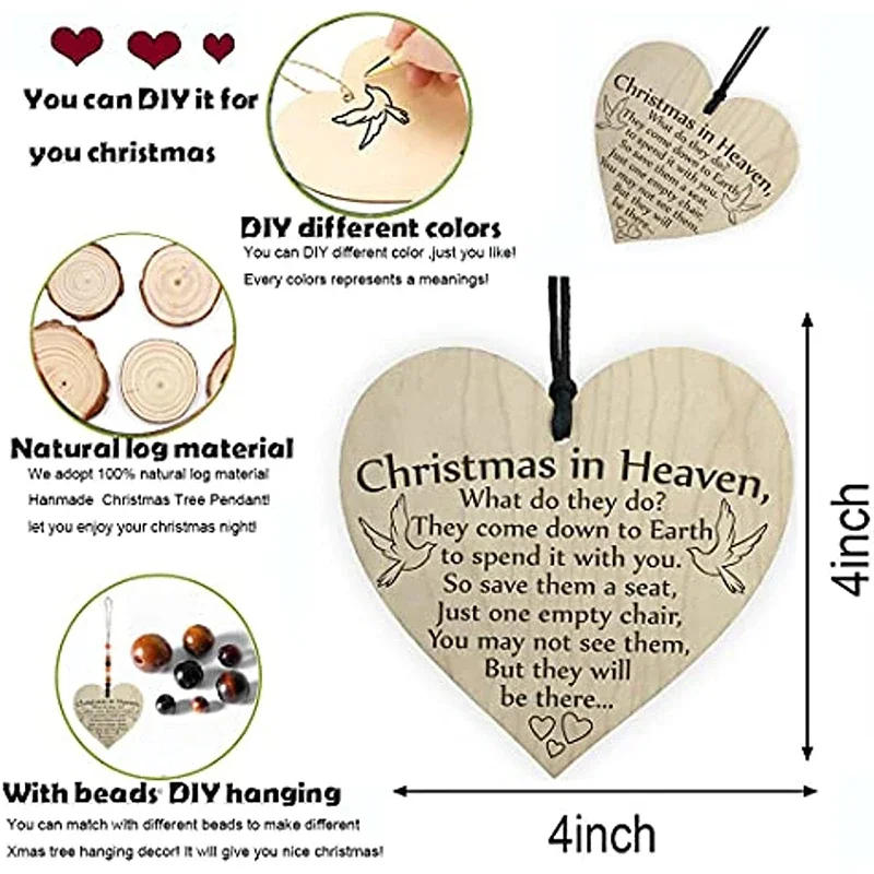 Description Picture 4 of itemChristmas Hanging Wooden Tags Baubles Tags Christmas Tree Decor DIY Craft Ornaments New Year Wedding Party Decorative Pendant