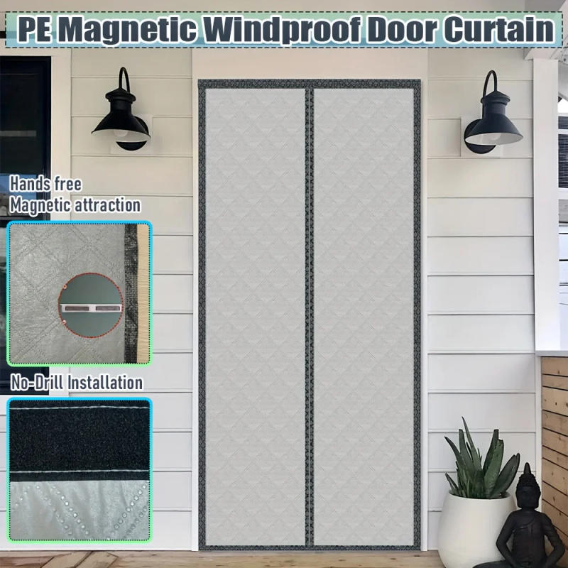 Description Picture 2 of itemMagnetic Winter Thermal Door Curtain PE Material Windproof No Drill Easy Install for Door Bedroom Living Room