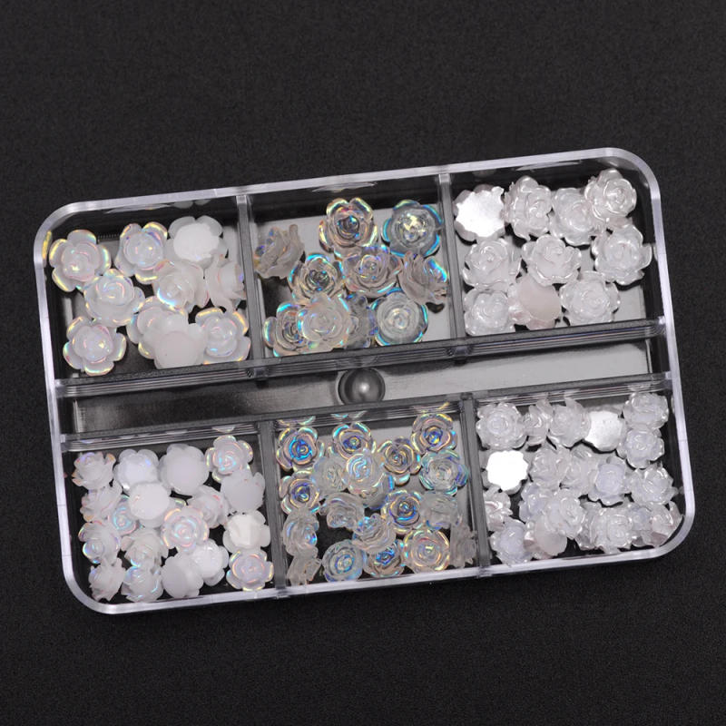 Description Picture 6 of item3D White Aurora Camellia Nail Art Charms Rhinestones 90PCS Jewelry Acrylic Resin Decorations DIY Crafts Flowers Manicure Design