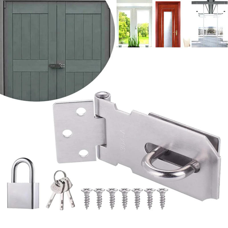 Description Picture 3 of item1Set Burglar-proof Household Door Clasp Lock Gate Bolt Shed Latch Padlock Hasp With 3pcs Keys For Drawers Lockers Tool Boxes