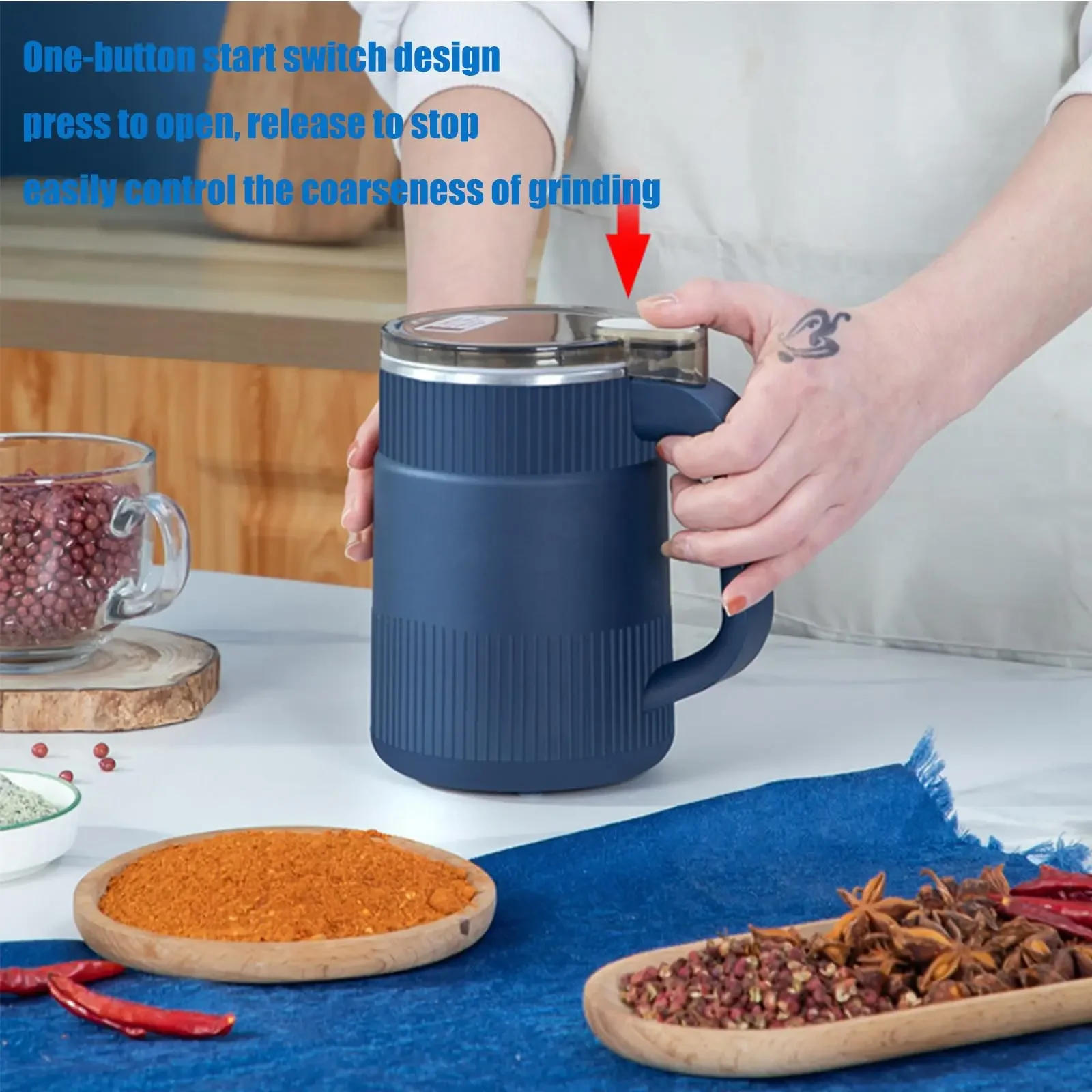 Description Picture 3 of itemElectric Coffee Grinder Beans 500ml Grain Grinder Beans Grains Mill Household Electric Stainless Steel Grind Machine for Kitchen