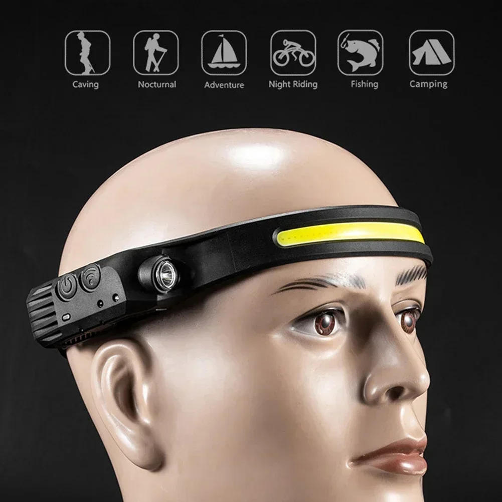 Description Picture 5 of itemMulti-Functional LED Waving COB Sensing Headlight Outdoor Adventure Riding Night Run Fishing Big Flash Head Light USB Charging