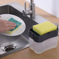Dish Soap Dispenser For Kitchen,Liquid Soap Dispenser Kitchen SoapDispenser With Sponge Holder,Sponge Caddy Soap Pump Dispenser