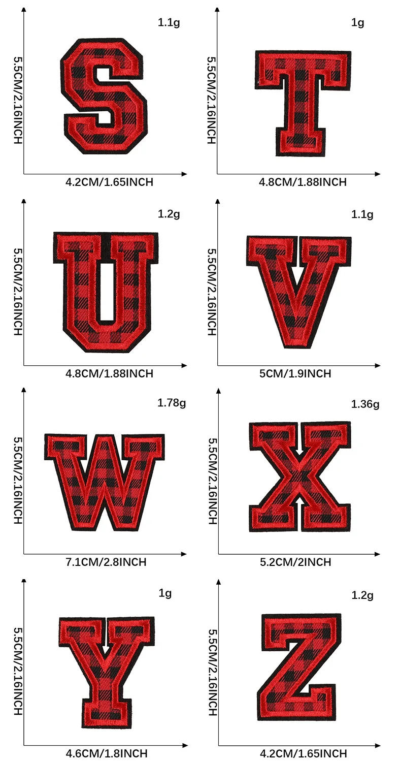 Description Picture 6 of item1PC Red Letters Embroidery Patches Applique Diy Alphabet Iron on Patches For Clothing Logo Name Patches on Clothes Mark