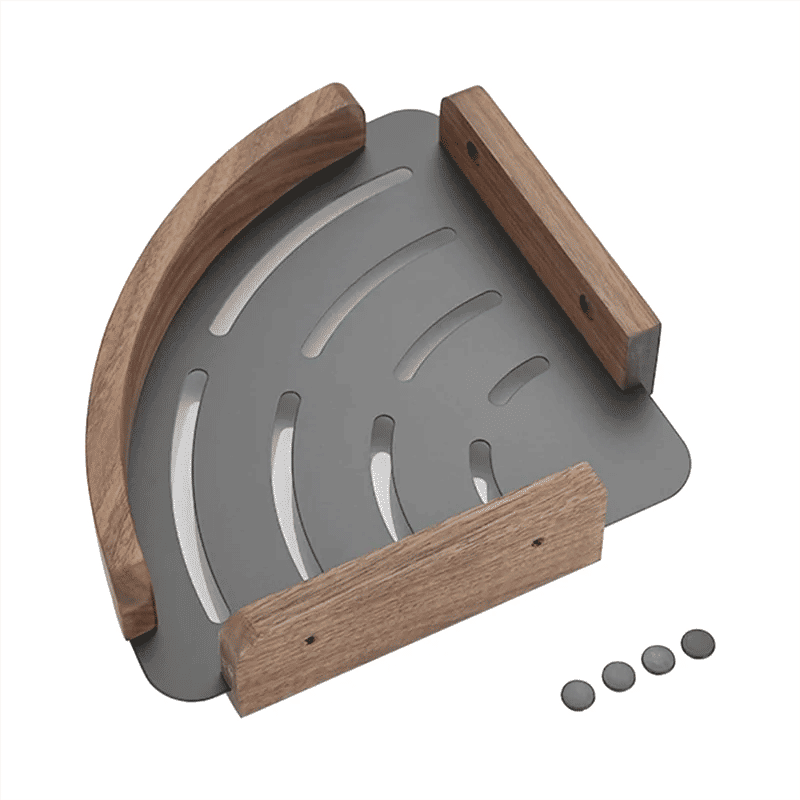 Description Picture 5 of itemABKJ-Walnut Wood Bathroom Shelves Wall Mounted Shower Corner Storage Shelf Kitchen Organizer Rack