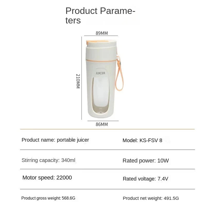 Description Picture 3 of itemPortable Blender USB Rechargeable Personal Size Blender Juicer Machines Cup For Smoothies And Shakes Mini Fruit Mixer Cup