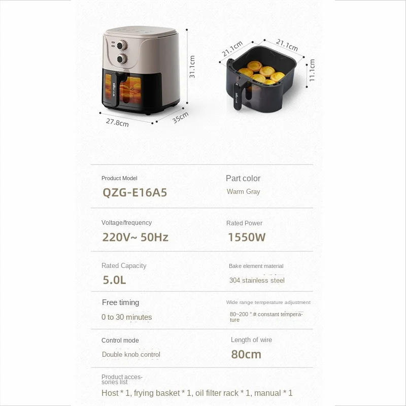 Description Picture 2 of item5 Liters Large Capacity Household Air Fryer Without Oil Inteligente Multifunction 360°Baking Oven Electric Air Fryer Accessories