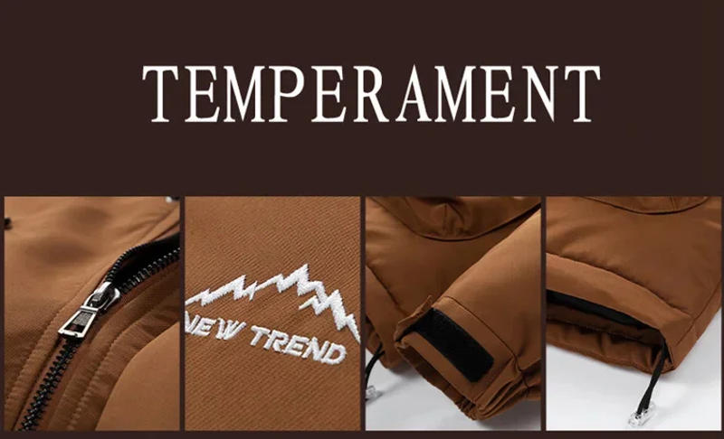 Description Picture 4 of itemPatch Hooded Jacket Men's Winter Oversize Tooling Outdoor Parkas Cotton-Padded Coat Unisex Thick Warm Fashion Vintage Brand