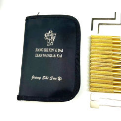 18pcs Locksmith Lockpick Tools Hand Hardware Tools with Gold Handle,Dimple Lock Set Professional Locksmith Kit