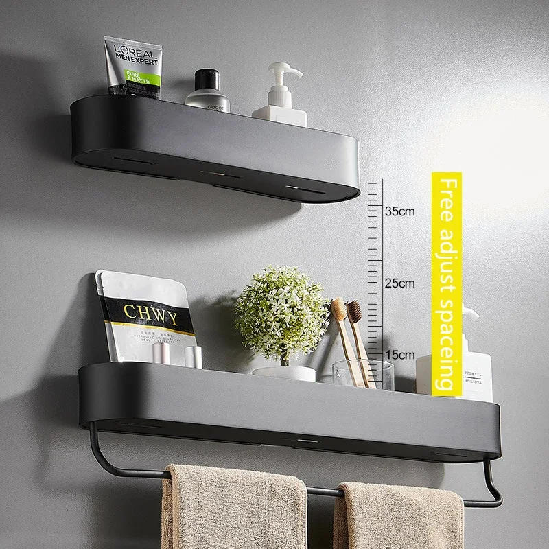Description Picture 3 of itemBlack Bathroom Storage Rack Kitchen Storage Rack with Towel Strips Cosmetics Wall Cabinet Bathroom Accessories