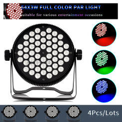 4Pcs/Lots 54x3W RGB 3 in 1 LED Par Light Aluminum Flat Stage Light DMX512 Control DJ Disco Equipment Bar Dance Floor Lighting