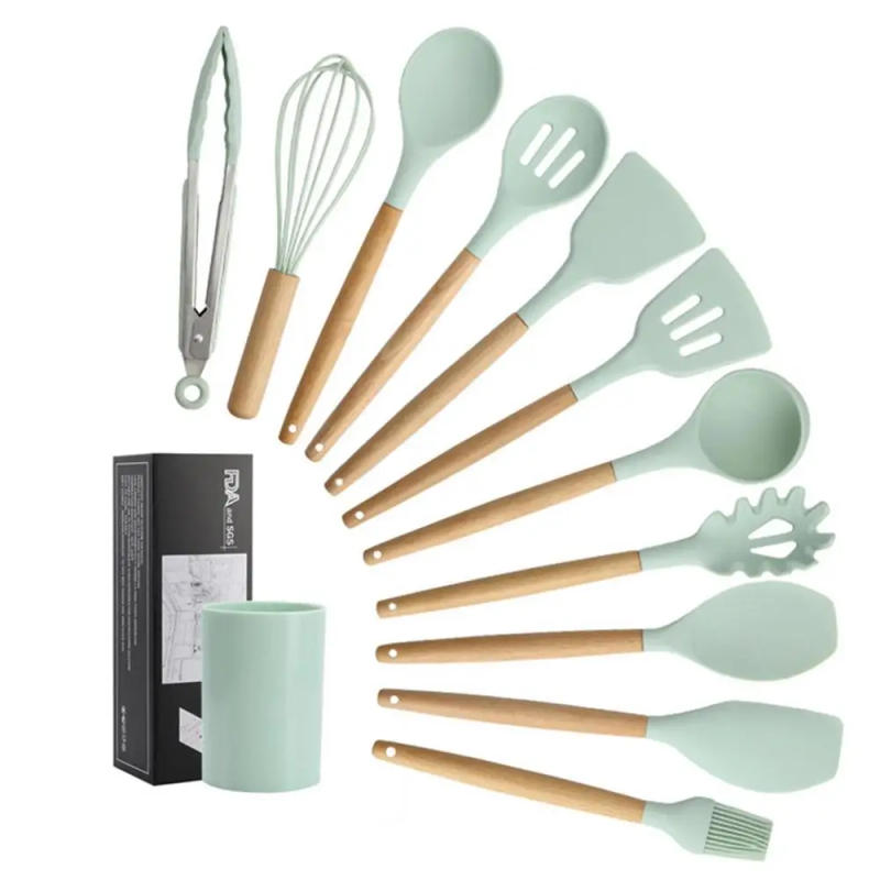 Description Picture 2 of item1PCS Silicone Kitchen Utensils Set Heat Resistant Spatula Spoon Non-Stick Cookware Kitchenware Cooking Food Clip Storage Tube