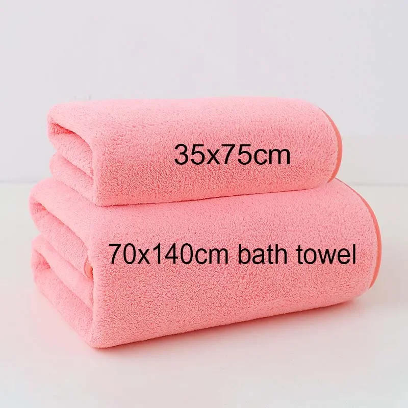 Description Picture 5 of itemCoral Fleece Thickened Towel and Bath Towel Set, Solid Color, Soft and Absorbent, Suitable for Home Gym Face Washing Towels