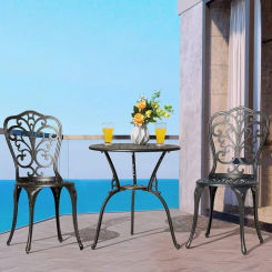Nuu Garden 3 Piece Outdoor Bistro Table Set, All Weather Cast Aluminum Patio Bistro Sets Patio Table and Chairs Set of 2 with U
