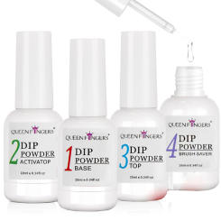 Dip Powder Gel Liquid Set Base-Top Coat, Activator, and Brush Savor Dipping Powders Essentials Kit (Steps 1-4), Acrylic Manicure