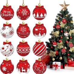 2D New Christmas Wooden Ornament Hanging Decorations Xmas Ball Pendant DIY Christmas Tree Craft Decor for Home New Year Gifts