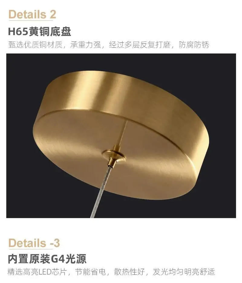 Description Picture 5 of itemLight luxury restaurant chandelier Creative Crystal Bedroom Pendant Modern minimalist dining table and bar pendant light