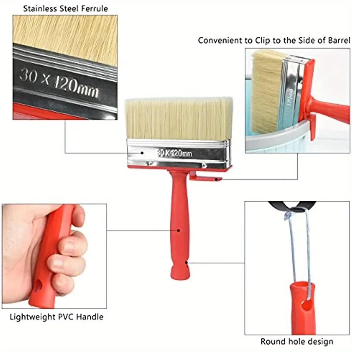 Description Picture 6 of item1/3 Pack Thickened Long-Bristled Decorative Wall Brush Paint Paint Soft-Bristled Decorative Wall Brushing Tool Easy To Clean