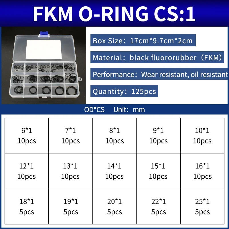 Description Picture 6 of itemBoxcs1mm Boxcs1.2mm boxed nitrile silicone fluorine rubber repair kit sealing waterproof combination kit gasket o-ring faucet
