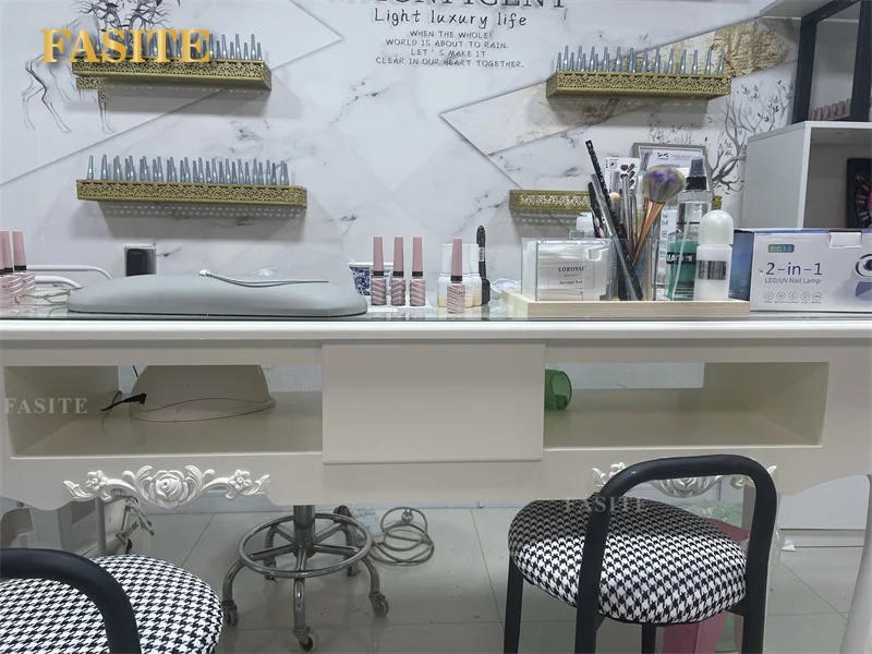 Description Picture 5 of itemNail Shop Paint Professional Manicure Table Light Luxury Double Economical Manicure Table for Nails