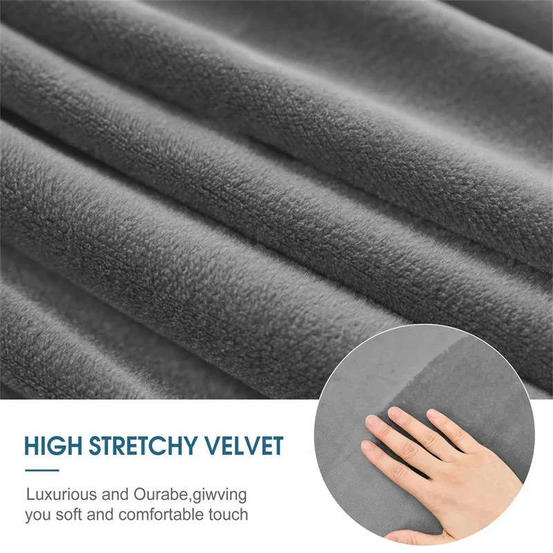 Description Picture 5 of itemVelvet Round Ottoman Stool Cover Elastic Sofa Footrest Cover Washable All-inclusive Footstool Seat Slipcover Furniture Protector