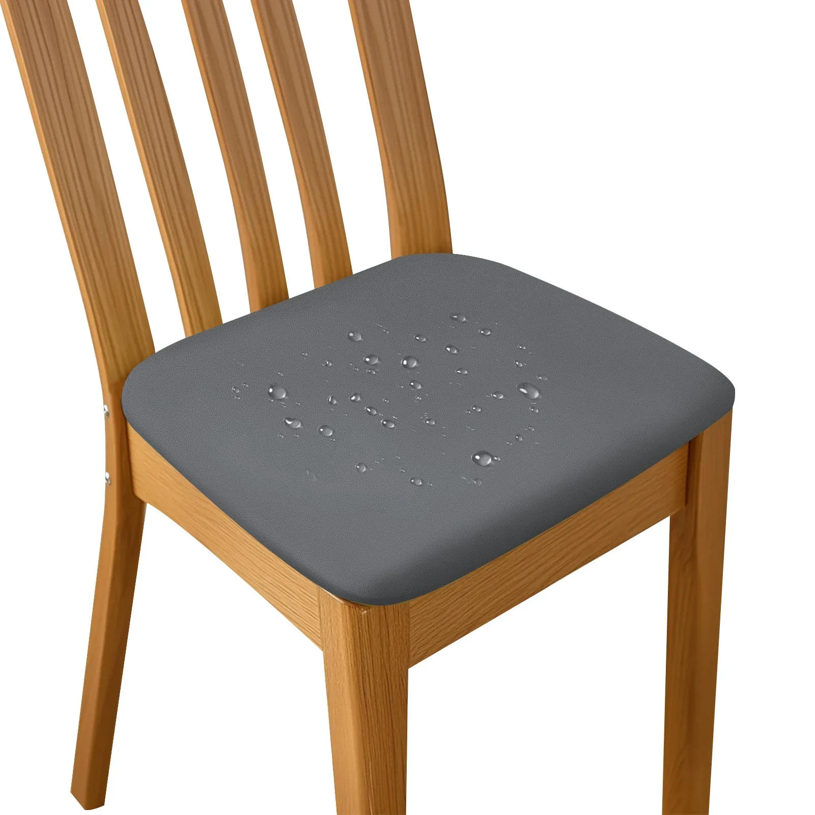 Description Picture 2 of itemSet of 4 Chair Seat Covers PU Leather Waterproof Cushion Cover For Dining Room Slipcover Kitchen Oilproof Chair Protctor