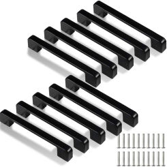 10pcs Cabinet Handle Furniture Pulls Drawer Knobs Black Wardrobe Handles Aluminum Alloy Kitchen Furniture Handle Hardware