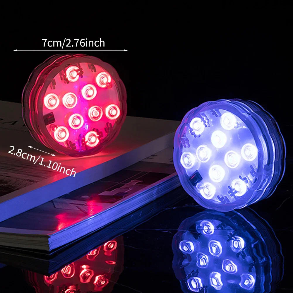 Description Picture 6 of item3/10leds RGB Led Submersible Light Underwater Night Lamp Battery Operated Garden Swimming Pool Light for Wedding Party Vase Bowl