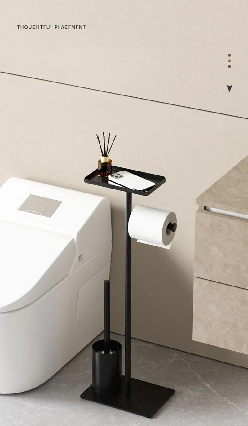 Description Picture 6 of itemFloor Standing Toilet Paper Holder 304 Stainless Steel Integrated Bathroom Accessories Toilet Brush Holder Cleaning Tools