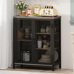 Small Coffee Bar Cabinet for Liquor, Farmhouse Storage Cabinet with Doors,Wood Sideboard Buffet Cabinets for Home Kitchen,Dining