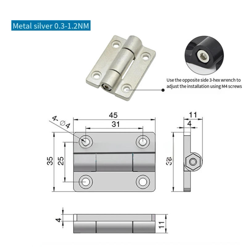 Description Picture 6 of item2pcs Adjustable Torque Damping Hinge Free Stop Positioning Stop Flat Hinge 360° Rotation Zinc Alloy Hinges For Furniture Cabinet