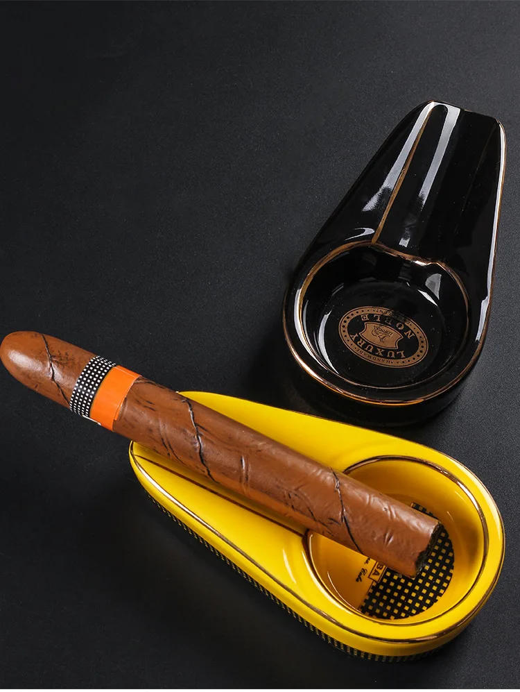 Description Picture 3 of itemCigar Ashtray Ceramic Painted Portable Cigar Ashtray Cigar Accessories Smoking Accessories