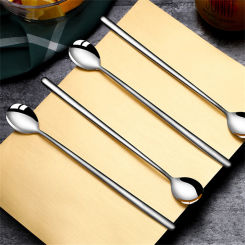 Long Handled 304 Stainless Steel Coffee Spoon Ice Cream Dessert Tea Stirring Spoon For Picnic Kitchen Dining Bar Tools Accessory