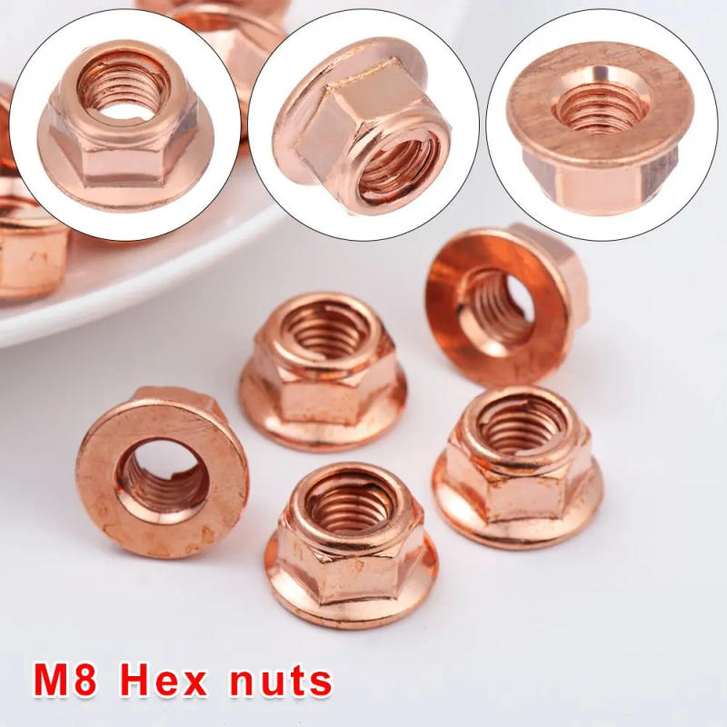 Description Picture 2 of item12Pcs Practical Tool Flashed Exhaust Copper M8 Nut 8mm Nuts High Temperature Nuts