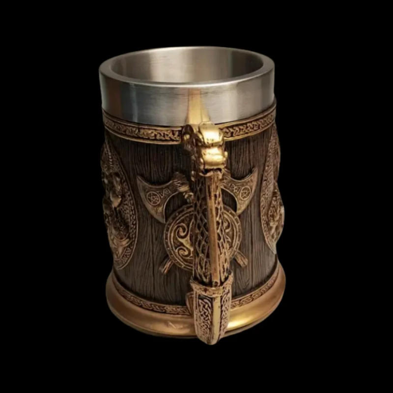 Description Picture 6 of itemMedieval Norse mythology Folklore Viking Mars beer mug American vintage wine glass embossed Eagle Pirate Skull mug Stainless