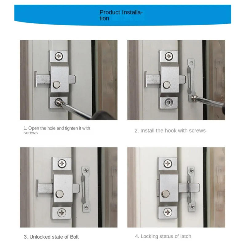 Description Picture 5 of itemSliding Door Latch Lock Spring Latch Bathroom Sliding Door Lock Frameless Balcony Window Latch Cabinet Buckle Furniture Hardware