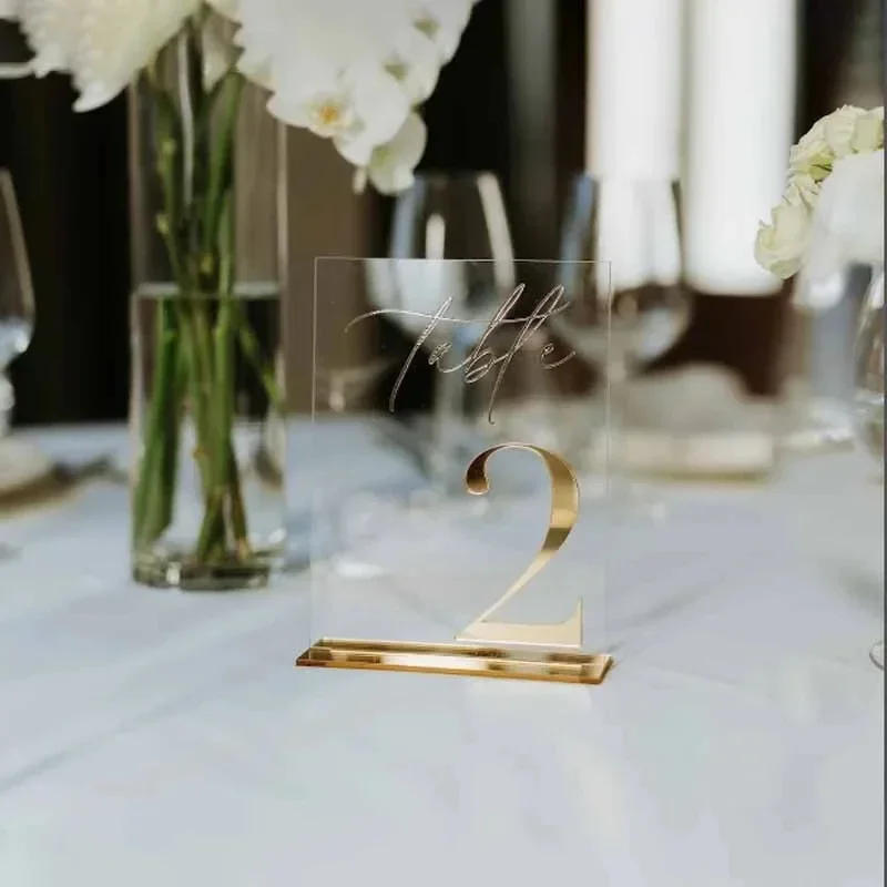 Description Picture 6 of itemWedding Table Numbers - Clear and Gold Mirror Acrylic Signs - Gold Wedding Table Signs - Wedding Table Decor