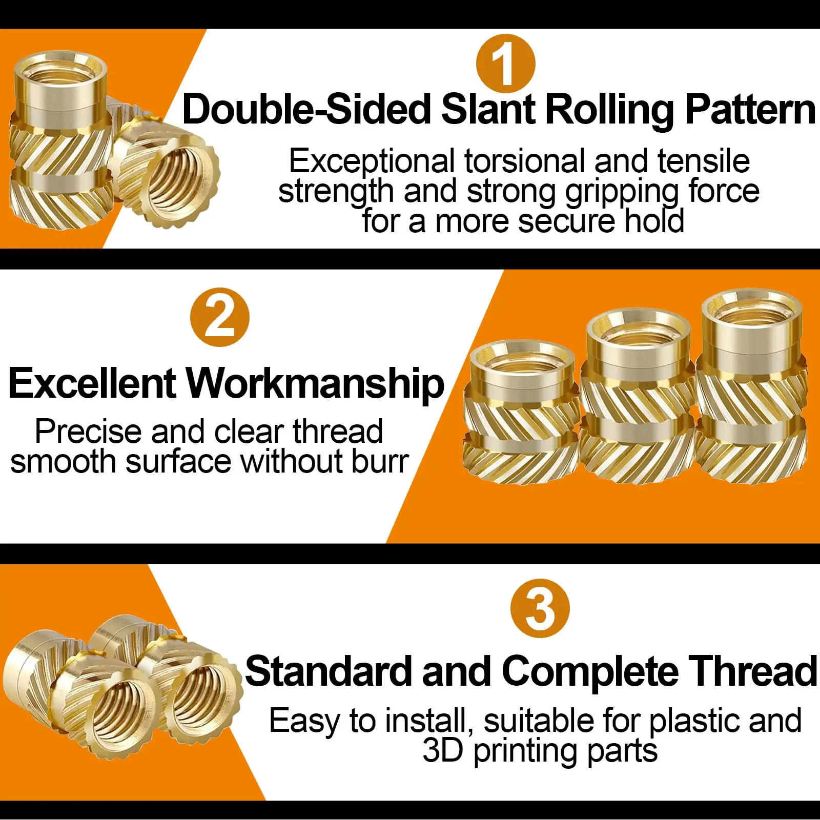 Description Picture 6 of itemInsert Nuts M6 50pcs Brass Hot Melt  Heating Molding Copper Thread Inserts Double Twill Knurled Injection 3Dprinter Components