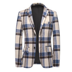 Men's fashion casual suit jacket slim youth banquet plaid small suit top tide
