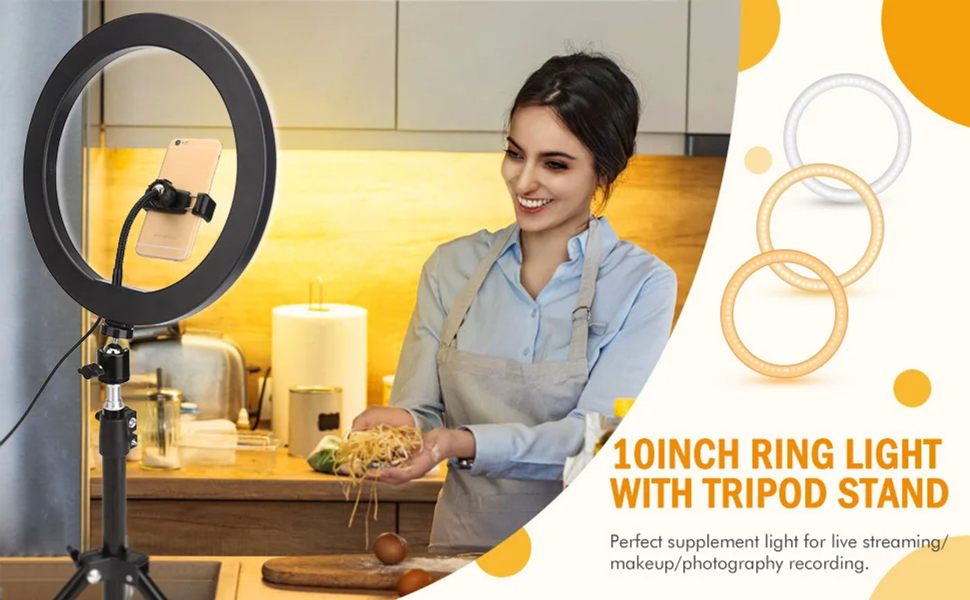 Description Picture 2 of item26Cm Video Youtube Fill Ring Light Lamp Live Cook Photography Lighting Phone Ringlight Tripod Stand Led Selfie Remote