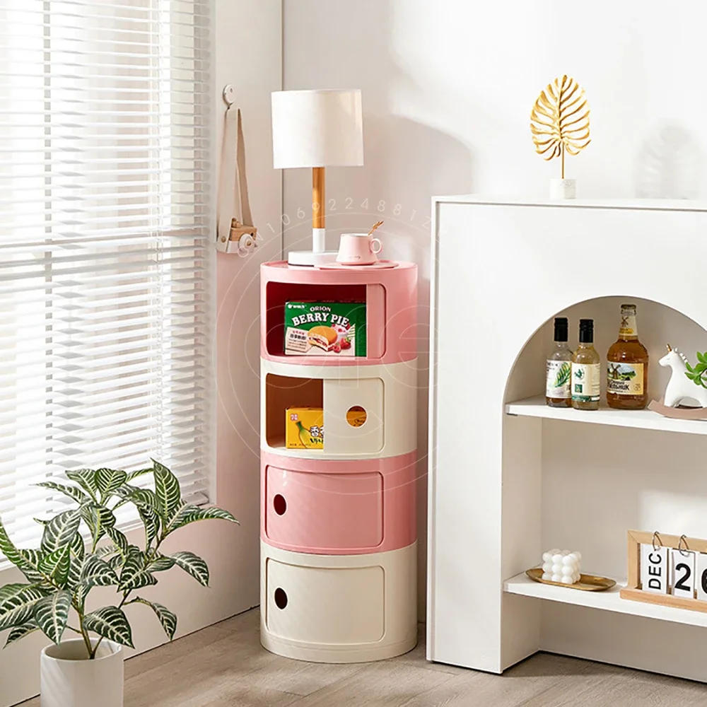 Description Picture 6 of itemNordic Round Simple Nightstands Plastic Bedroom Bedside Cabinets Creative Mini Small Night Stand Table De Chevet Home Furniture
