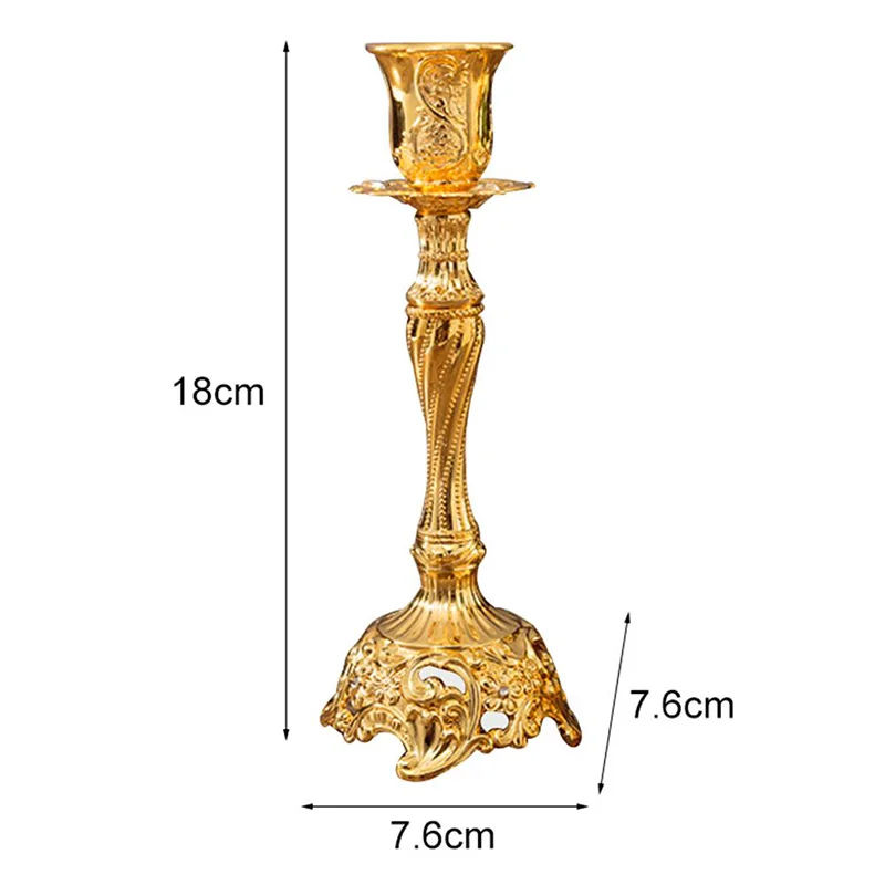Description Picture 2 of item2Pcs Gold Candle Holder Candlesticks Candles Silver Wedding Europe Metal Candle Stand Wedding Table Home Decoration