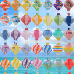 Hot sale 1pc 12''30cm Rainbow Hot Air Balloon Paper Lantern Bar decora Kids Birthday Party Wedding Decoration party supplies