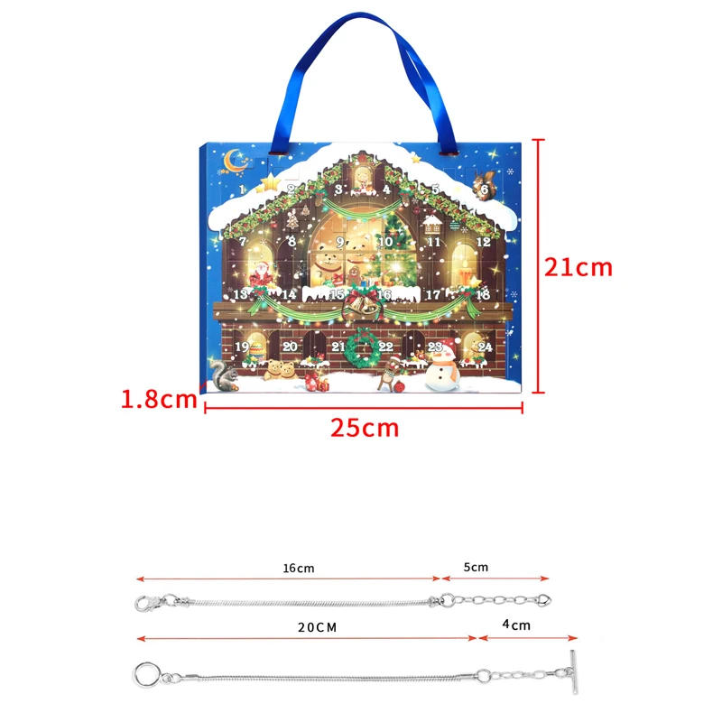 Description Picture 2 of item24 Days DIY Advent Calendar Jewelry Gift Box Blue Jewelry Bracelets Set for Girls Kids 2023 Countdown Christmas Advent Calendar