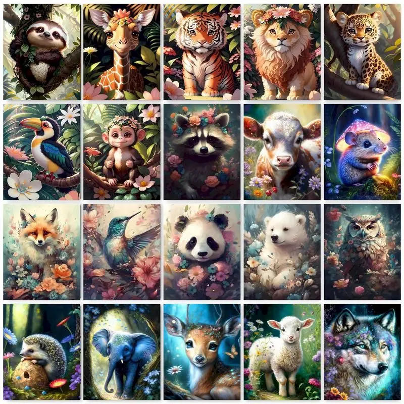 Description Picture 2 of itemGATYZTORY 60X75cm Frame DIY Painting By Numbers Forest Animal DIY Paint by numbers On Canvas Home Decor Digital Painting